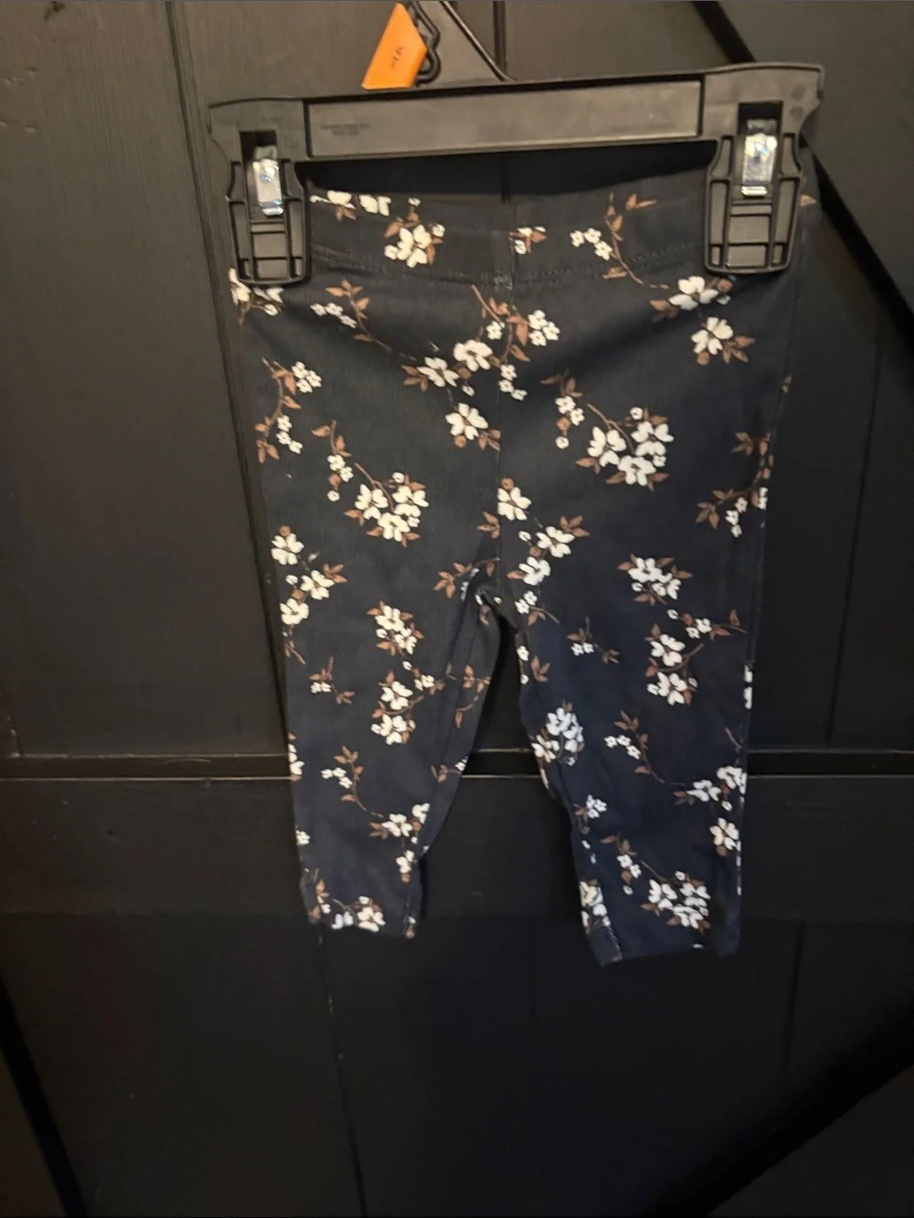 Carter's Cream Sherpa Jacket with Navy Floral Leggings and Striped Bodysuit